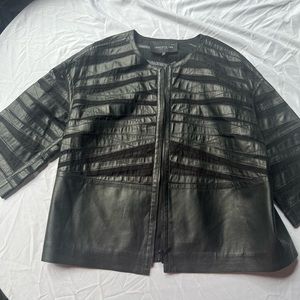 Lafayette 148 New York Leather and Mesh Jacket